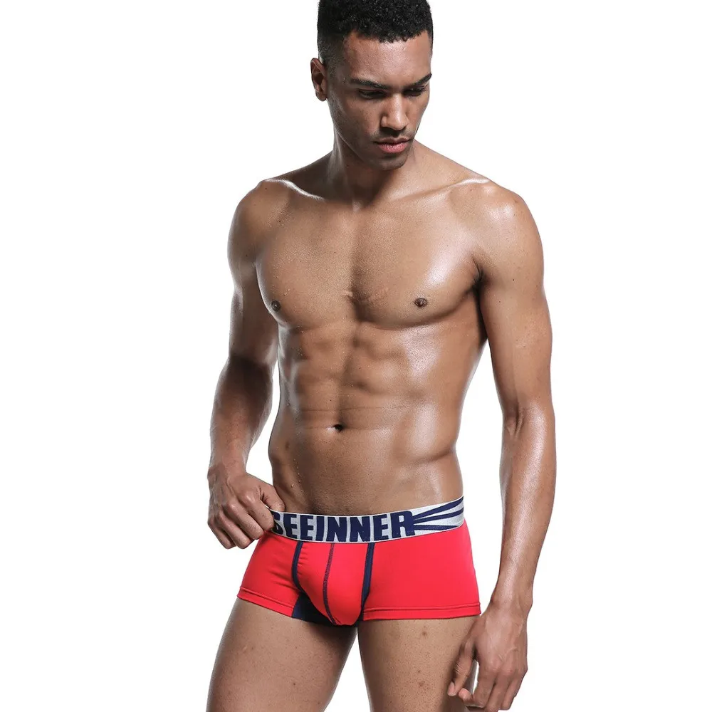 Мужское нижнее белье Seeinner хлопковые боксеры с цифровой печатью модные u образные