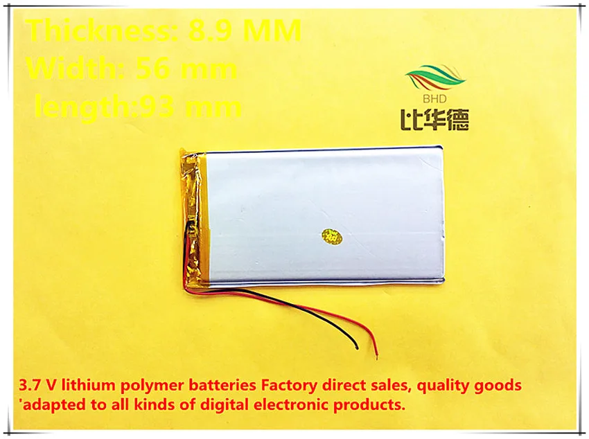 

(free shipping)Polymer lithium battery 5800mAh 3.7V 895693 can be customized wholesale CE FCC ROHS MSDS quality certification