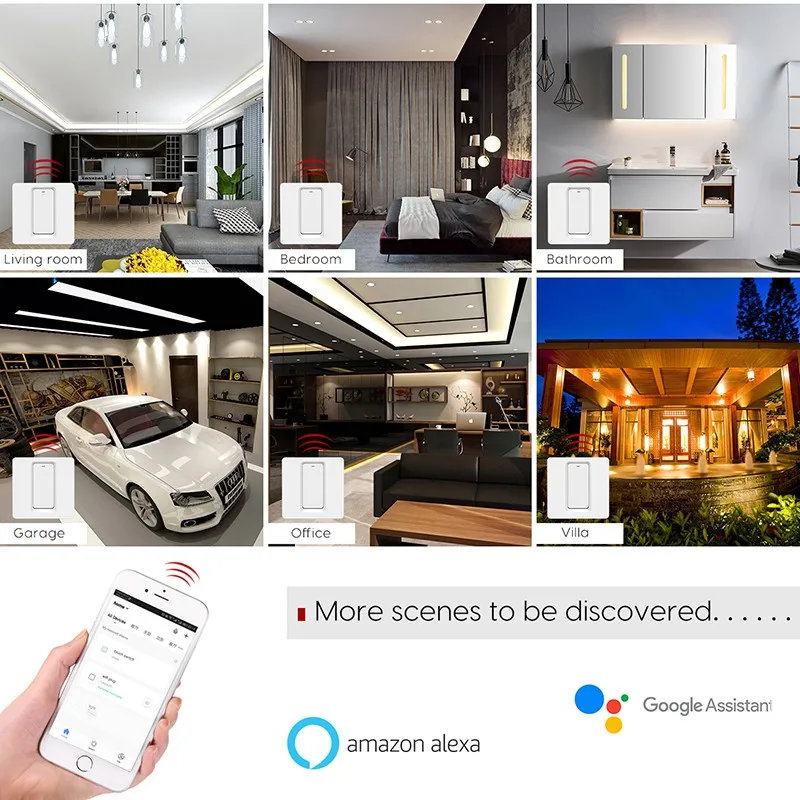 ЕС Тип 1/2/3 умный светильник кнопочный переключатель Wi-Fi Smart настенный выключатель Smart Life IOS Android Alexa Google Home голосовое Управление