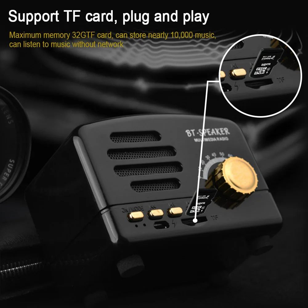 Ретро беспроводной Bluetooth динамик мини портативные колонки регулируемые тяжелые