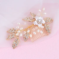 floralbride handmade rhinestones crystal pearls floral leaf wedding hair comb bridal hair comb hair accessories bridesmaids