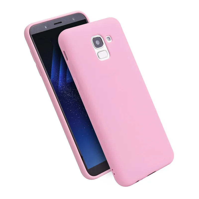 Розовый Однотонная одежда Желейный чехол для samsung A7 A6 A8 плюс матовый мягкий чехол из ТПУ с узором для J2 J4 J6 плюс A3 A5 A7 J3 J5 чехол s - Цвет: Розовый