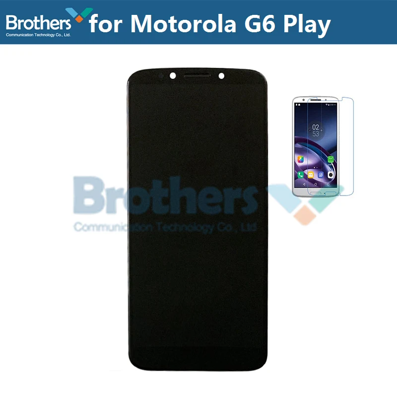 Black with Glass Для Motorola Moto G6 Play ЖК-дисплей сенсорный экран панель для XT1922 Мобильный телефон ЖК s дигитайзер сборка запасные части 5,7" - Цвет: Black with Glass