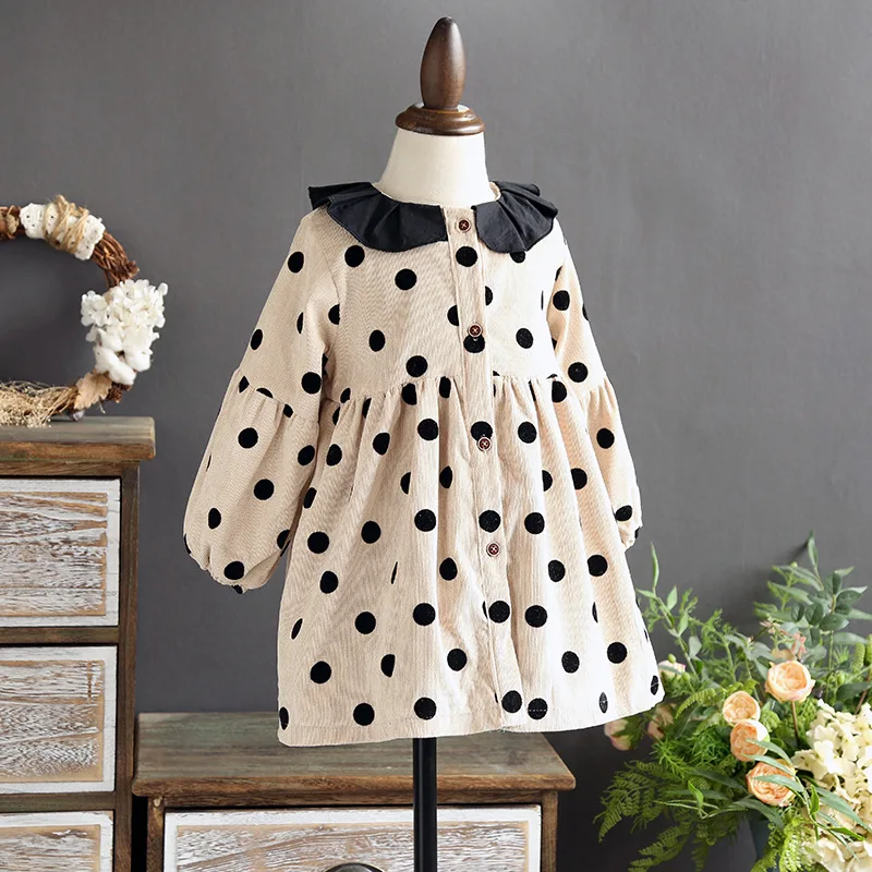 Дети Новинка 2017 осенние и зимние девушки волновой точки куклы воротник бархатное