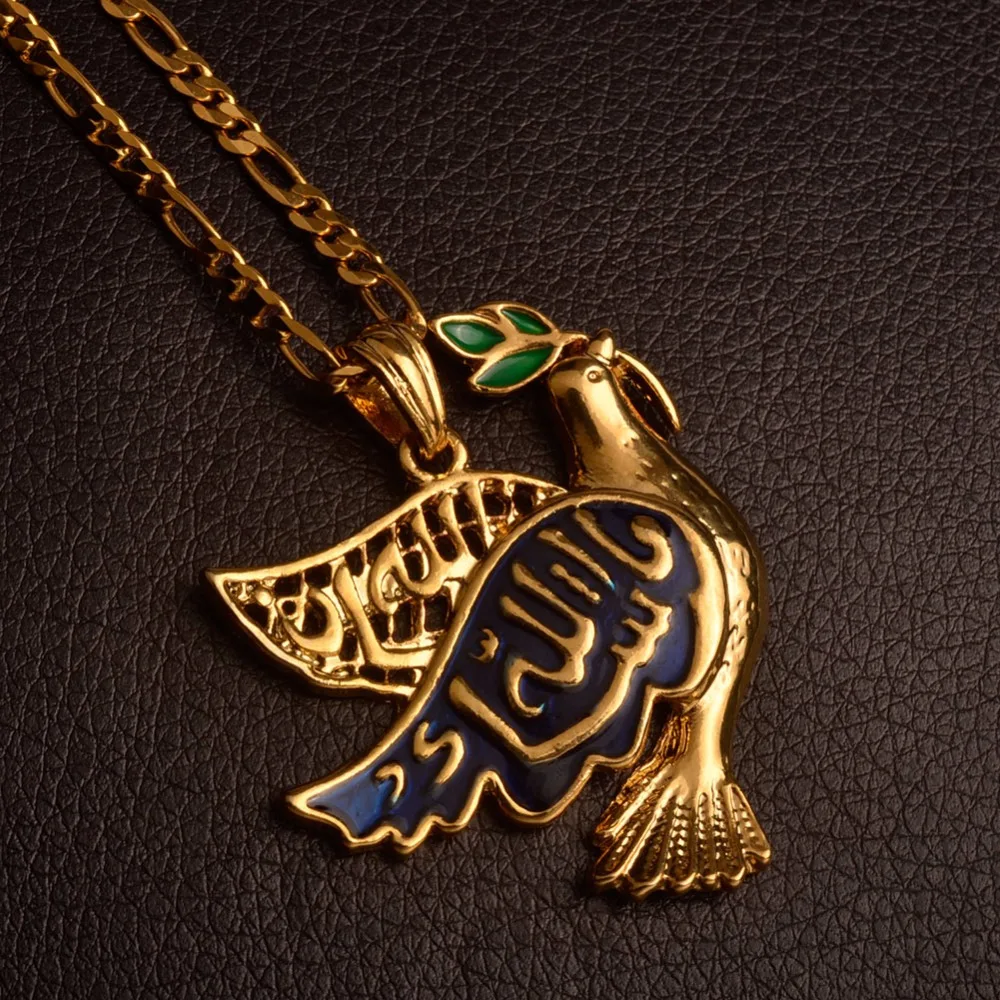 Anniyo Islam Dove Holy Pigeon Peace Allah Necklaces &amp Pendants Women Gold Color Muslim Arab Middle Jewelry #011701 | Украшения и