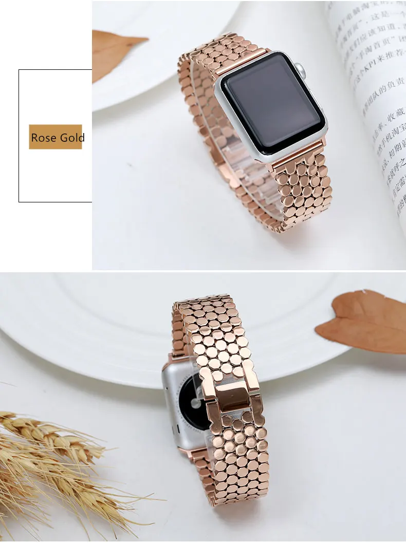 Ремешок из нержавеющей стали для Apple watch 38 мм 42 мм iwatch 4 группа 44 мм 40 мм Блестящий металлический браслет для Apple watch 5 4 3 2