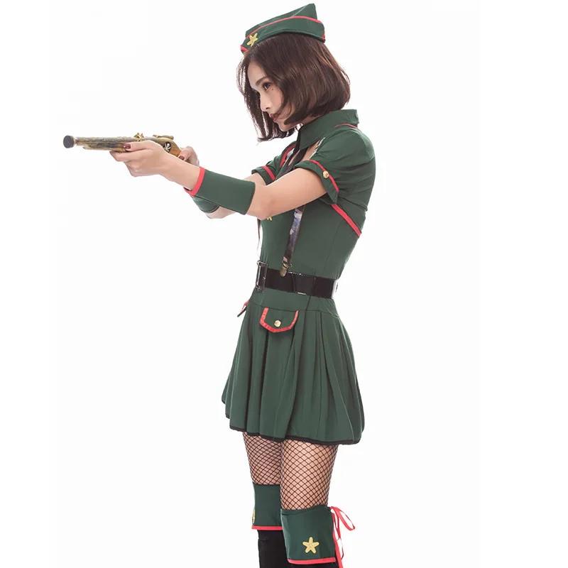 

Female Army Officer Costume Halloween Hen Party Party Japanese Women Soldier Uniform Mini Dress