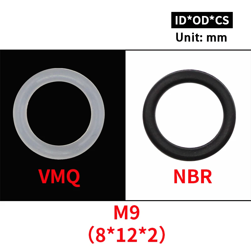 M9 20 шт. M3 M4 M5 M6 M7 M8 M9 M10 Белый силиконовый черный NBR уплотнительное кольцо уплотнения винт шайба резиновая шайба уплотнительное кольцо ассортимент прокладок - Цвет: M9