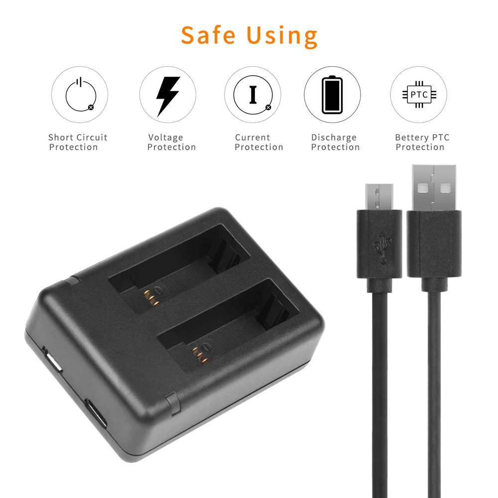 SHOOT 2 шт ASBBA-001 ASBBA 001 2720 мАч батарея для GoPro Fusion с двойным USB зарядным устройством для Go Pro Fusion 360 градусов Экшн-камера