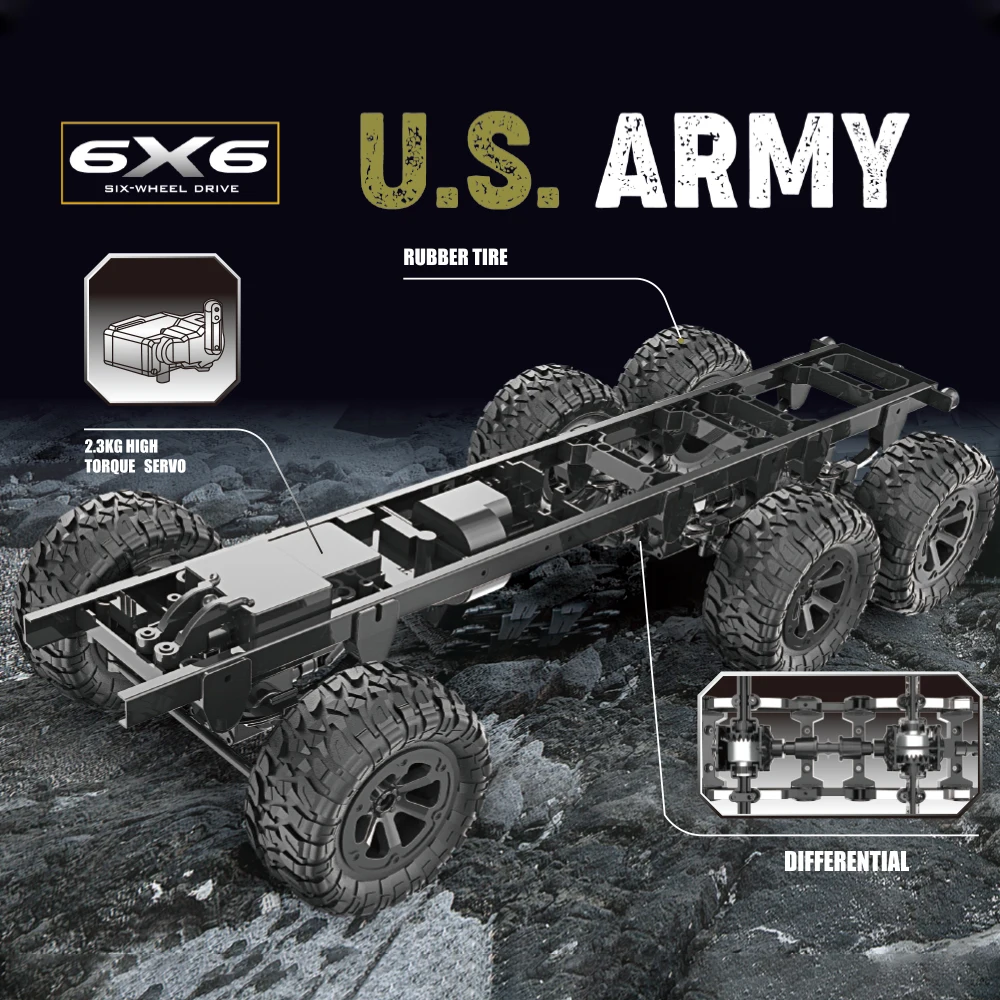 Военный грузовик Fayee RC 1/12 2 4G 6WD с дистанционным управлением военный армии США