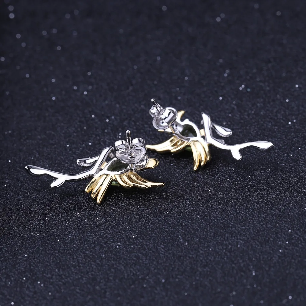 GEM'S BALLET, 0.78Ct, натуральный Перидот, Серьги с драгоценными камнями, 925 пробы, серебро, ручная работа, милые серьги-гвоздики в виде птицы для женщин, для свадьбы