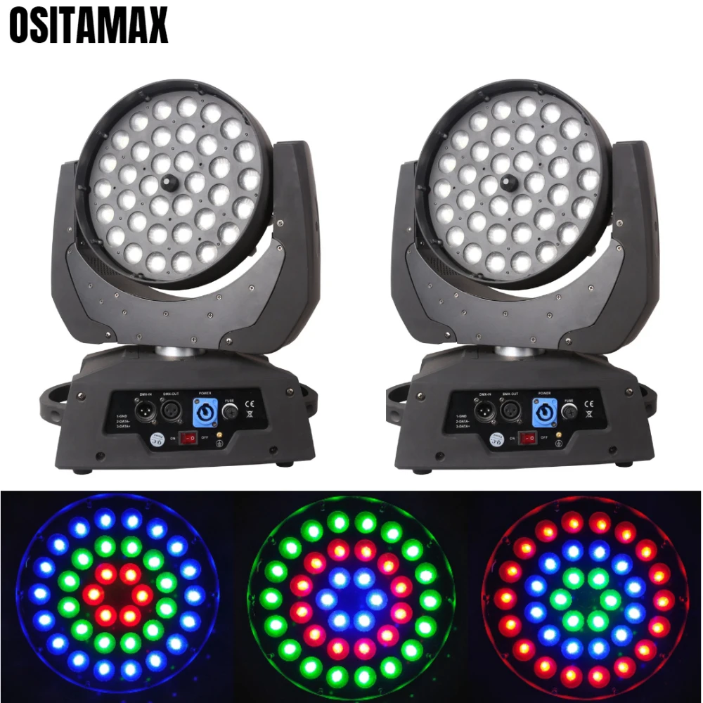 2 шт./лот вращающаяся голова Zoom/ Wash Light 36x18 Вт RGBWA UV 6 в 1 кольцо изменение цвета для DJ