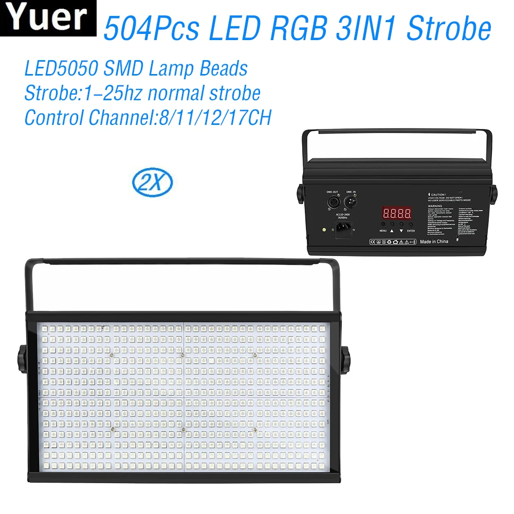 

2Pcs/Lot Stage Lighting Effect 504pcs LED RGB 3IN1 Strobe Lights DMX512 Sound Auto Master-Slave DJ Disco Wedding Party Bar Light