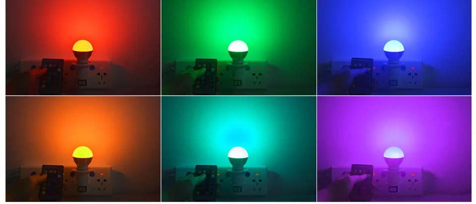 1х RGB светодиодный светильник, светодиодный ночник, 16 цветов, Рождественский Декор, атмосфера E27, 85-265 в, 110 В, 220 В, Светодиодный точечный светильник+ ИК-пульт дистанционного управления