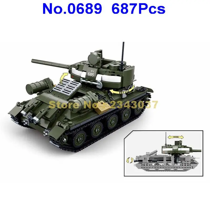 Sluban 0689 687 шт. 2in1 Ww2 Второй мировой войны Военный T34/85 2 строительные блоки 3