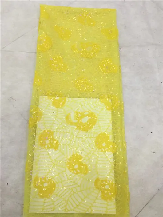 French Mesh Lace Fabric 2017 Hot Selling African With Embroidery Tulle Lemon green Cord Sequins | Дом и сад