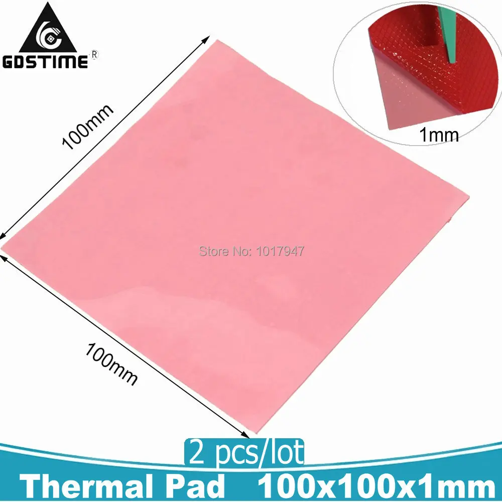 2pcs lot Pink Silicone Thermal Pad 100mm x 1mm Thick Cooling for CPU GPU 100x100x1mm | Компьютеры и офис