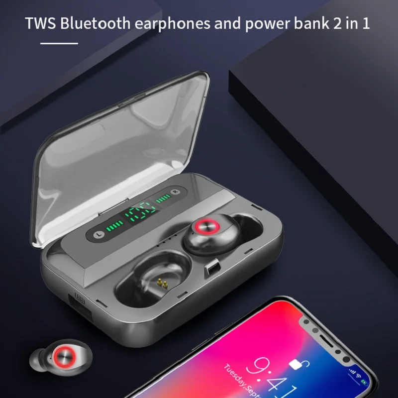 Светодиодный дисплей TWS 5 0 беспроводные наушники 6D стерео Bluetooth Спортивная