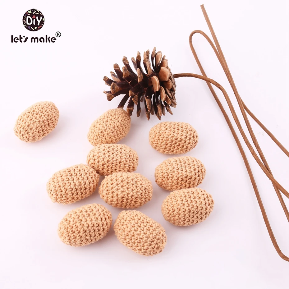 Let's Make Crochet Wooden Baby Teether Beads Wood Geometric Polygon 6pc 35*25mm DIY Shower Gift Toy Accessories | Мать и ребенок