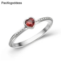 pacificgoddess charming red zircon heart shape rings trendy stainless steel jewelry for engagement lovers gift