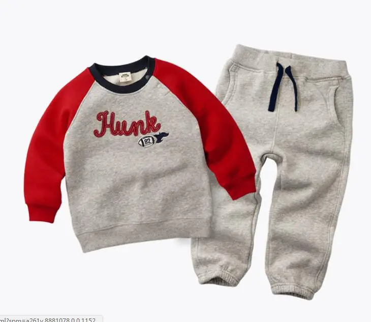 Осенне-зимние теплые комплекты одежды из флиса для маленьких мальчиков и девочек