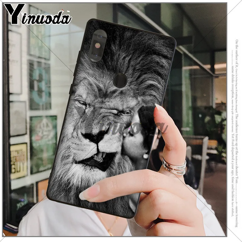 Мягкий резиновый черный чехол для телефона Yinuoda Animals The lion xiaomi mi 6 8 se note2 3 mix2 redmi 5 5plus