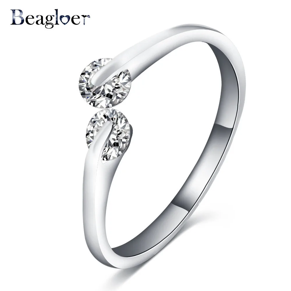 Beagloer Fashion Sparkling Zircon Silver Color Ring Women Engagement With Crystal Wedding Rings For Lady Jewelry Gift | Украшения и