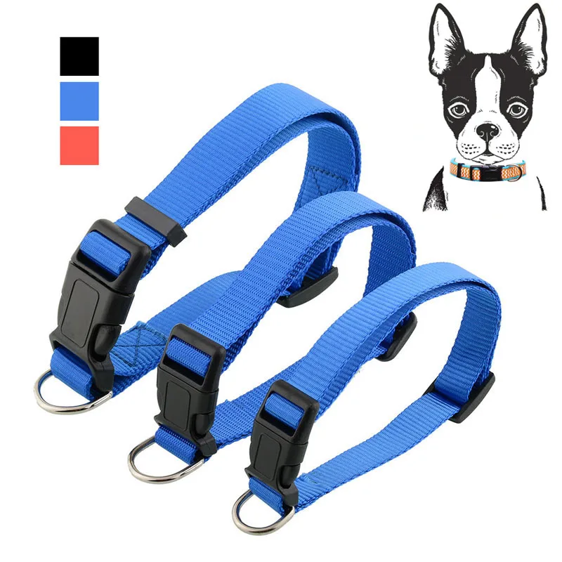 

M/L/XL Dog Collar Adjustable Nylon Pet Leash Products Dogs Accessories Home for Cats Supplies Black Red Blue