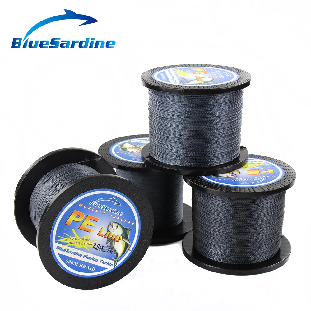 Плетеная рыболовная леска BlueSardine 500 м многонитевая из ПЭ рыболовные снасти 12-90