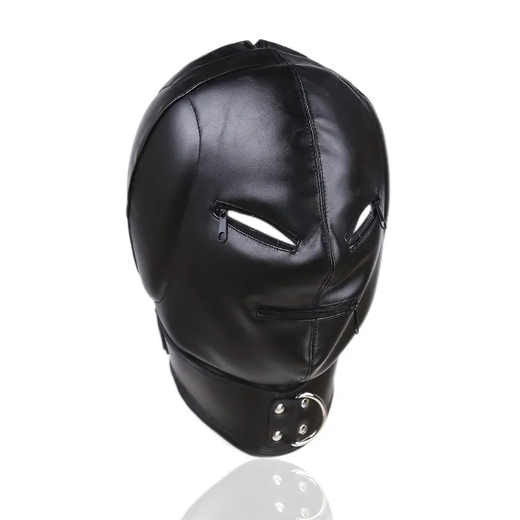 Newest Fetish Fantasy PU Leather Bondage Hood Mask Zipper Open Mouth Eye Sex Slave bdsm Restraints Erotic Toys | Красота и здоровье