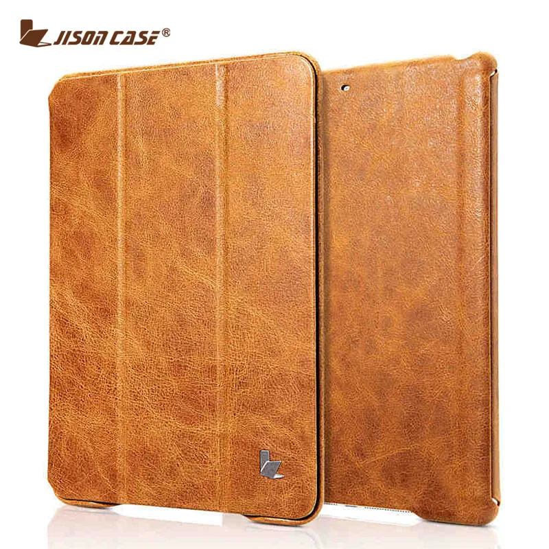 Jisoncase Винтажный чехол для планшета iPad 9 7 2017 натуральная кожа откидные Чехлы