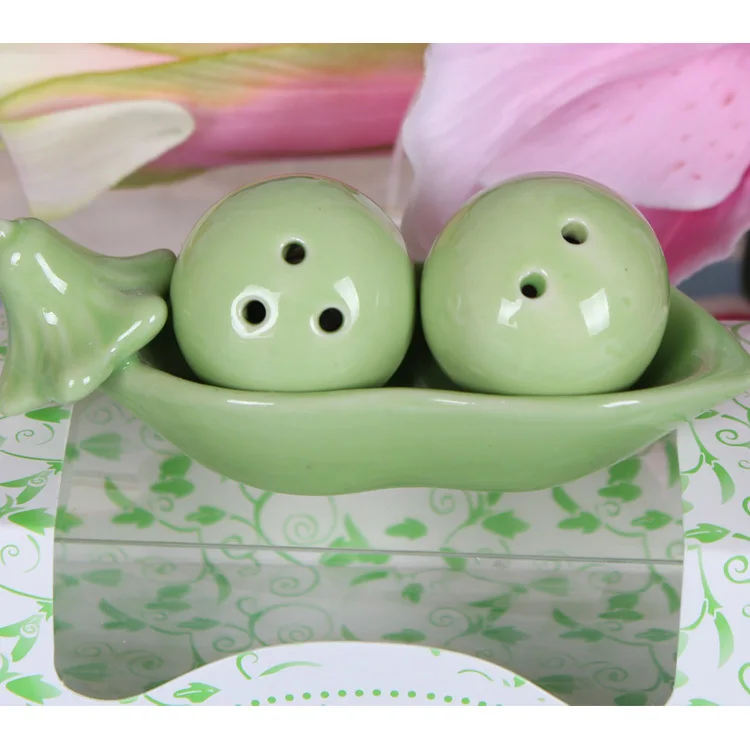 200 шт = 100 набор два гороха керамический для соли и перца шейкеры свадебный подарок