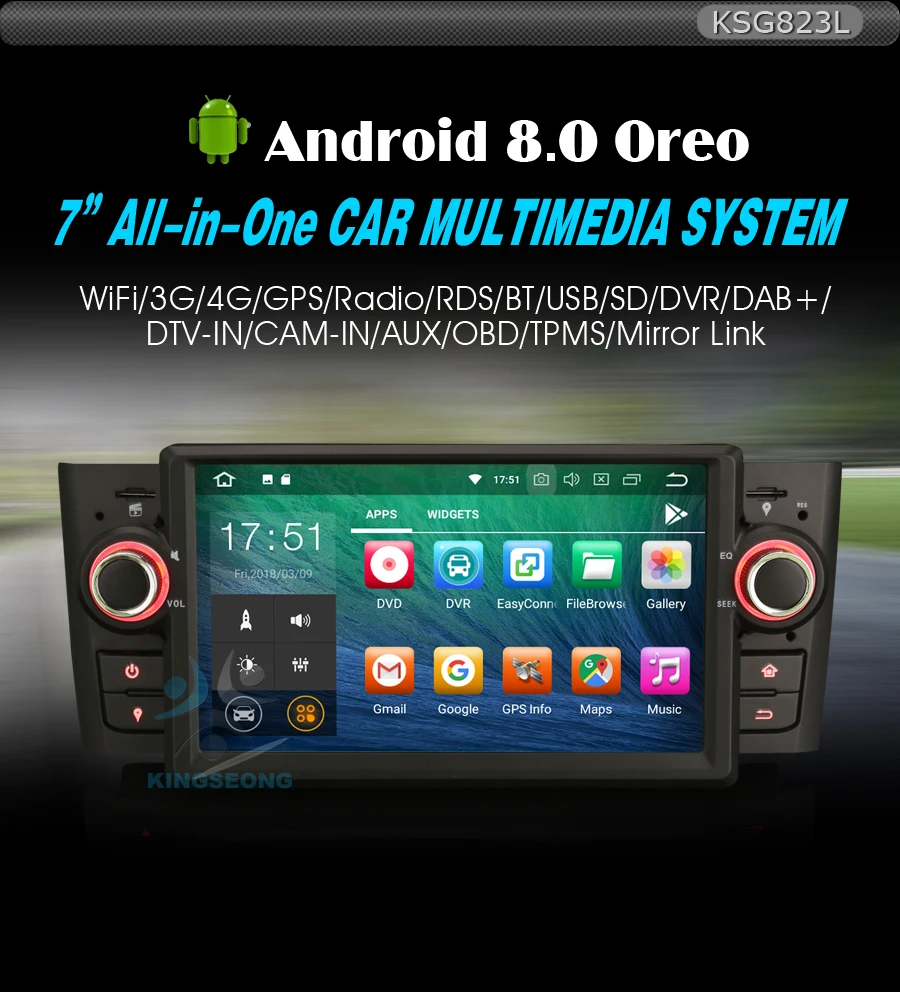 Восьмиядерный Android 8,0 DAB+ Авторадио Bluetooth WiFi 4G BT sd-карта радио плеер RDS DTV-IN gps NAVI Canbus RDS OBD для Fiat Linea