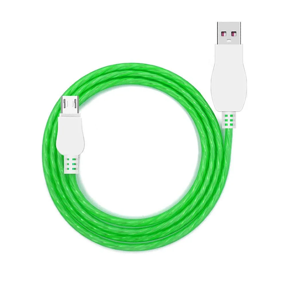 green Кабель Micro USB, светодиодный, светящийся, зарядка через USB, зарядное устройство для iPhone 7, samsung Galaxy Note 8, 9, Android, кабель для зарядки мобильных телефонов - Цвет: green