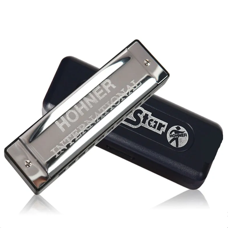 Hohner 10 отверстий armonica diatonica губная гармоника блюз Арфа Ключ C рот орган серебряная звезда Gaita музыкальный инструмент mundharmonika - Цвет: Серебристый