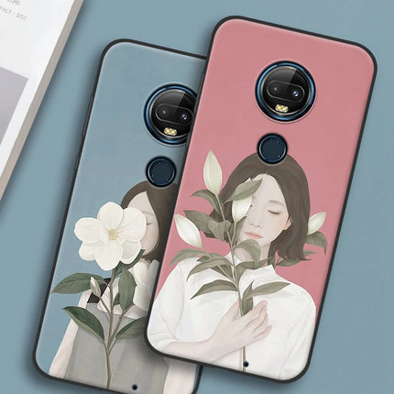 Coque For Moto G7 plus Case girl flower soft silicone TPU phone G7plus casing G 7 XT1965 Protective cases |