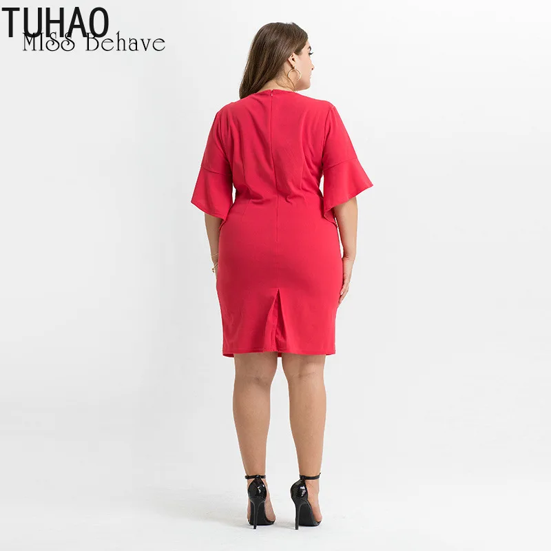 Женские Клубные вечерние платья TUHAO Красное трикотажное платье размера плюс 3XL с