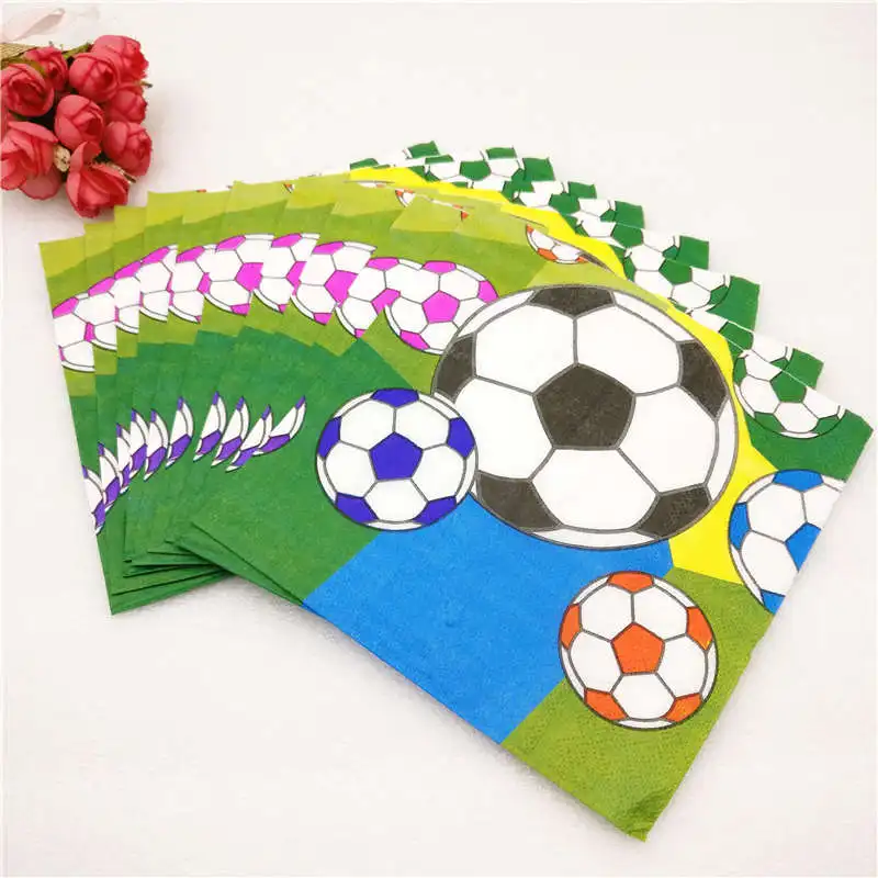 Napkin 10pcs Футбол кружки соломы коробка для конфет, для мальчиков, Детская футболка с одноразовой посуды вечерние поставки вечерние украшения набор Футбол пользу - Цвет: Napkin 10pcs