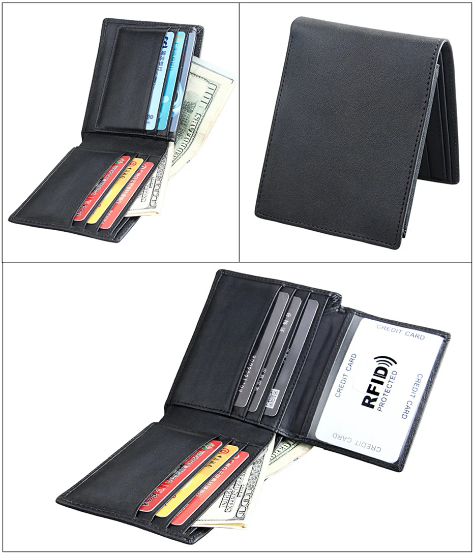 ATAXZOME классический кожаный бумажник для мужчин Блокировка Rfid Натуральная Воловья кожа мужской кошелек простой дизайн мульти-держатель для карт кошелек