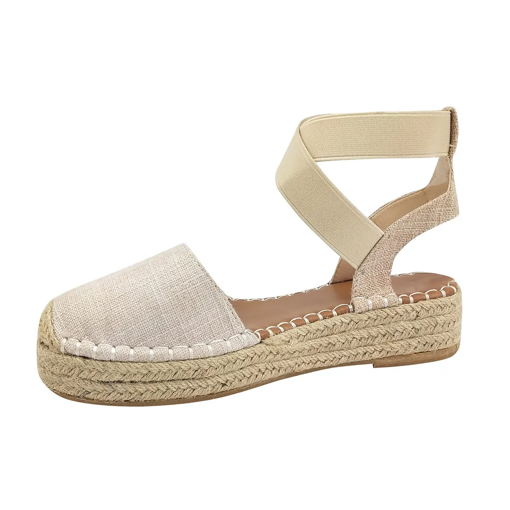 Повседневные женские сандалии 2019 г. Женские парусиновые на толстой подошве