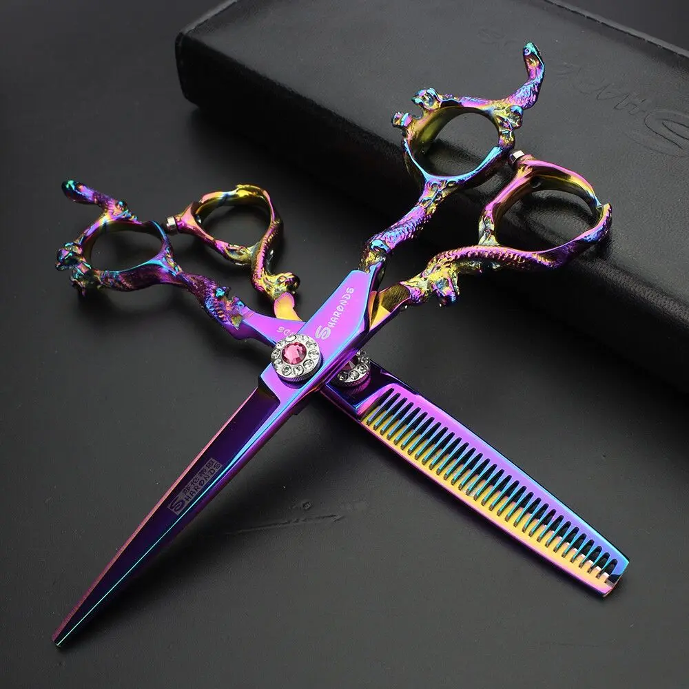 scissors set Япония Sharonds ножницы для волос Профессиональные Парикмахерские ножницы парикмахер Ножницы Для Стрижки Волос 6,0 дюймов Высокое качество Истончение - Цвет: scissors set