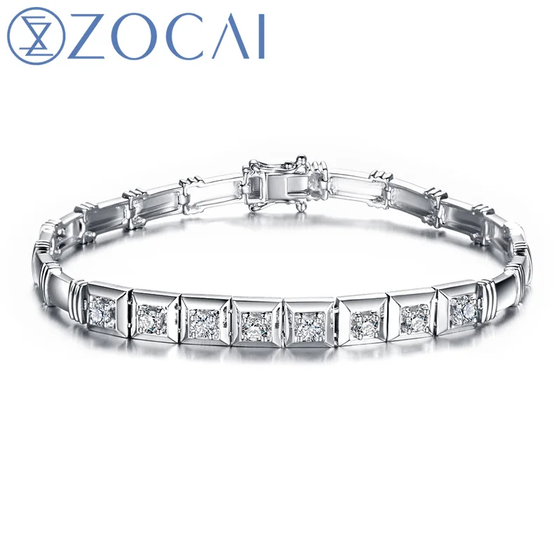 Браслет ZOCAI из белого золота 0 52 карат Сертифицированный натуральный круглый