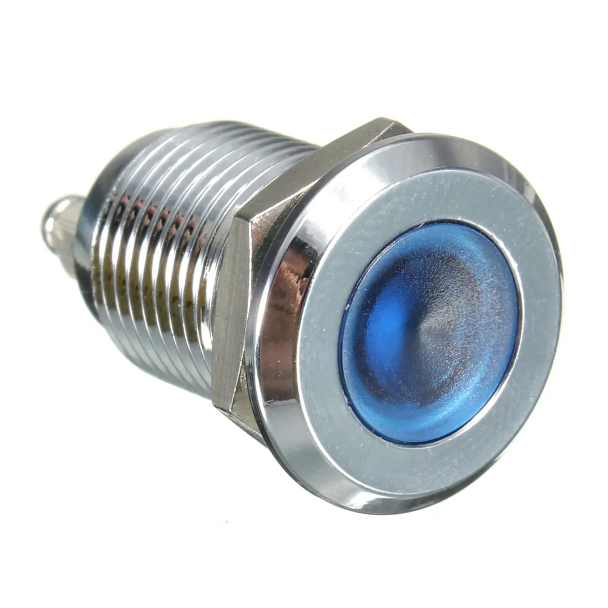BlueLight Silver sh Светодиодный металлический индикатор светильник плоский тире лампа винтовой формы 15 мм водонепроницаемый сигнальный светильник 12 в винт подключения красный желтый синий - Испускаемый цвет: BlueLight Silver sh