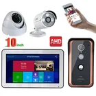 Видеодомофон, 10 дюймов, проводной, Wi-Fi, домофон, входная система, 2CH AHD камера безопасности, поддержка удаленного приложения, домофон