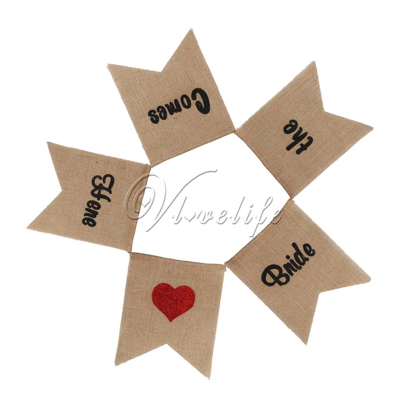 Баннеры &quotсюда приходит невеста&quot знак флажки из мешковины и баннер для