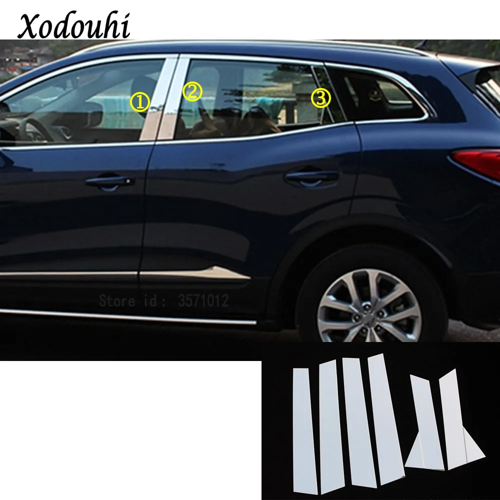 

For Renault Kadjar 2016 2017 2018 2019 Car Body Cover Stick Stainless Steel Glass Window Garnish Pillar Middle Column Trim Hoods