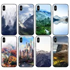 Черный чехол из ТПУ для iphone 5 5s SE 2020 6 6s 7 8 plus x 10, чехол для iphone XR XS 11 pro MAX, чехол с изображением гор, леса, облаков