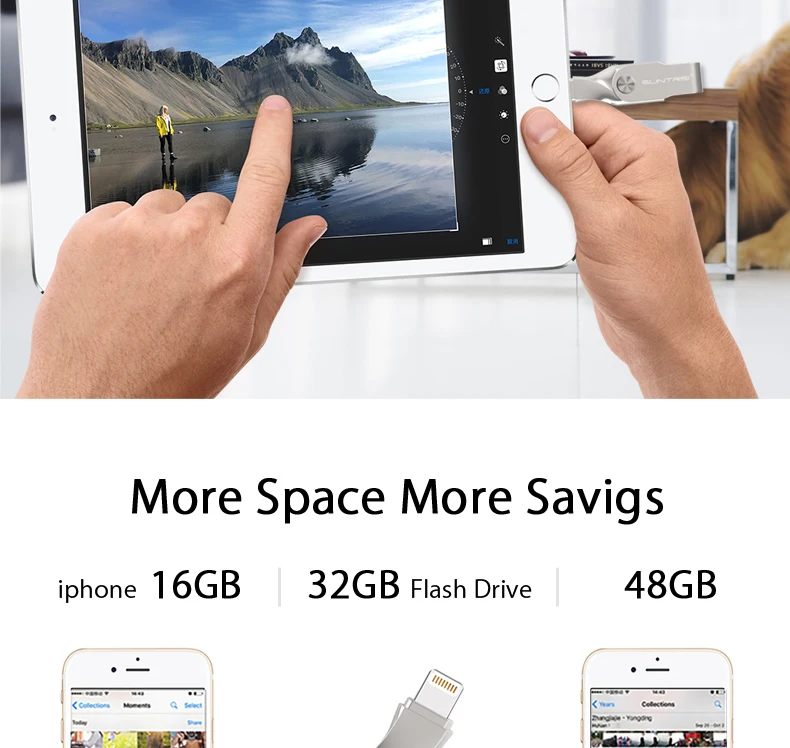 USB флеш-накопитель Suntrsi для iphone 6, 7, ipad, MFI, флешка, 64 ГБ, USB флешка, 32 ГБ, флеш-накопитель, USB 3,0, Lightning, USB флешка, высокая скорость