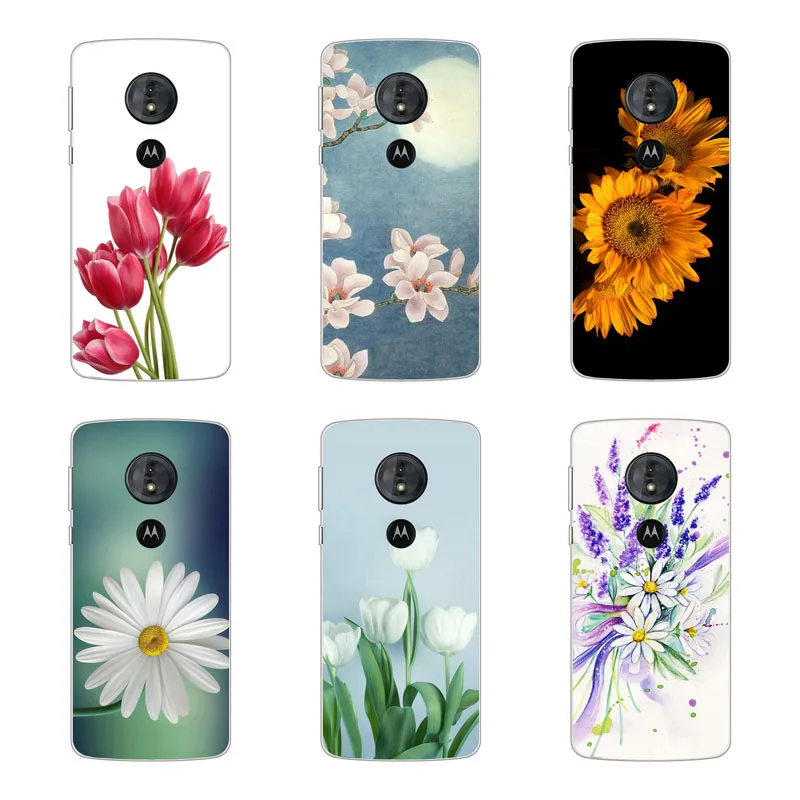 for Motorola Moto G7 play Case Silicon flowers Painting Soft TPU Back Cover power Protect Phone cases shell |