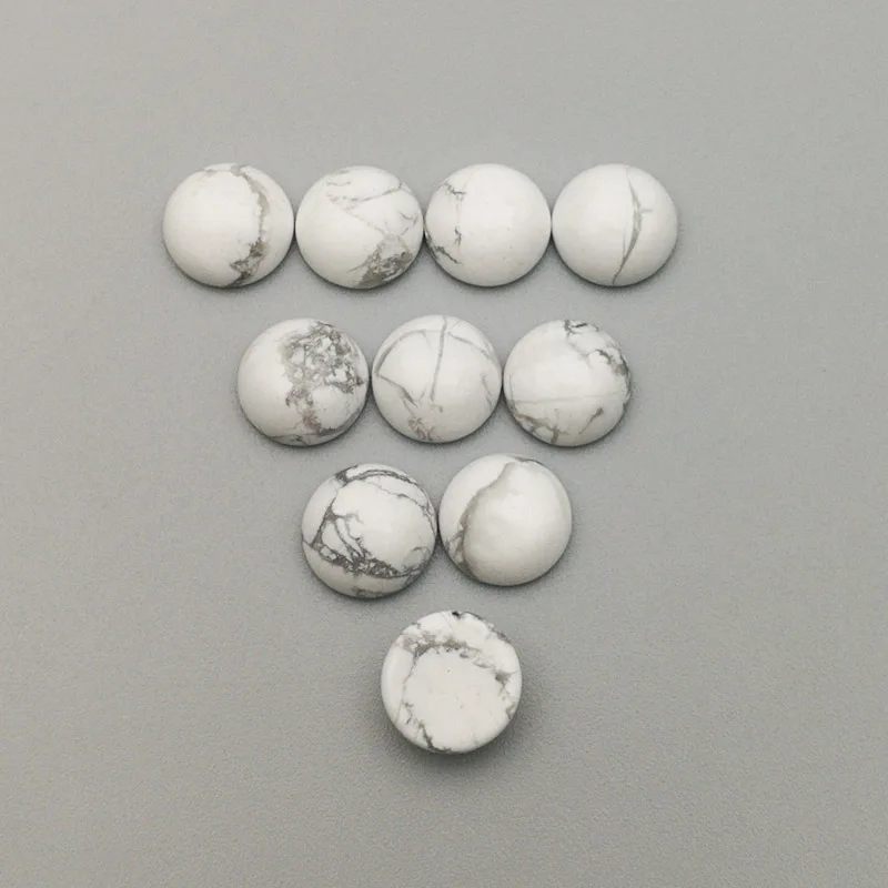 Бусины Из Натурального Белого Камня howlite 8 мм Круглый Кабошон без отверстий для